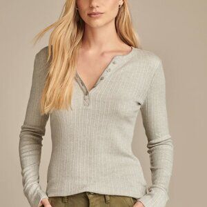 Lucky Brand Grey Ribbed Henley